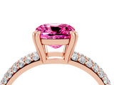 Rose gold Cushion Cut Cut Diamond Milgrain Marquise Band with Prong Setting_4
