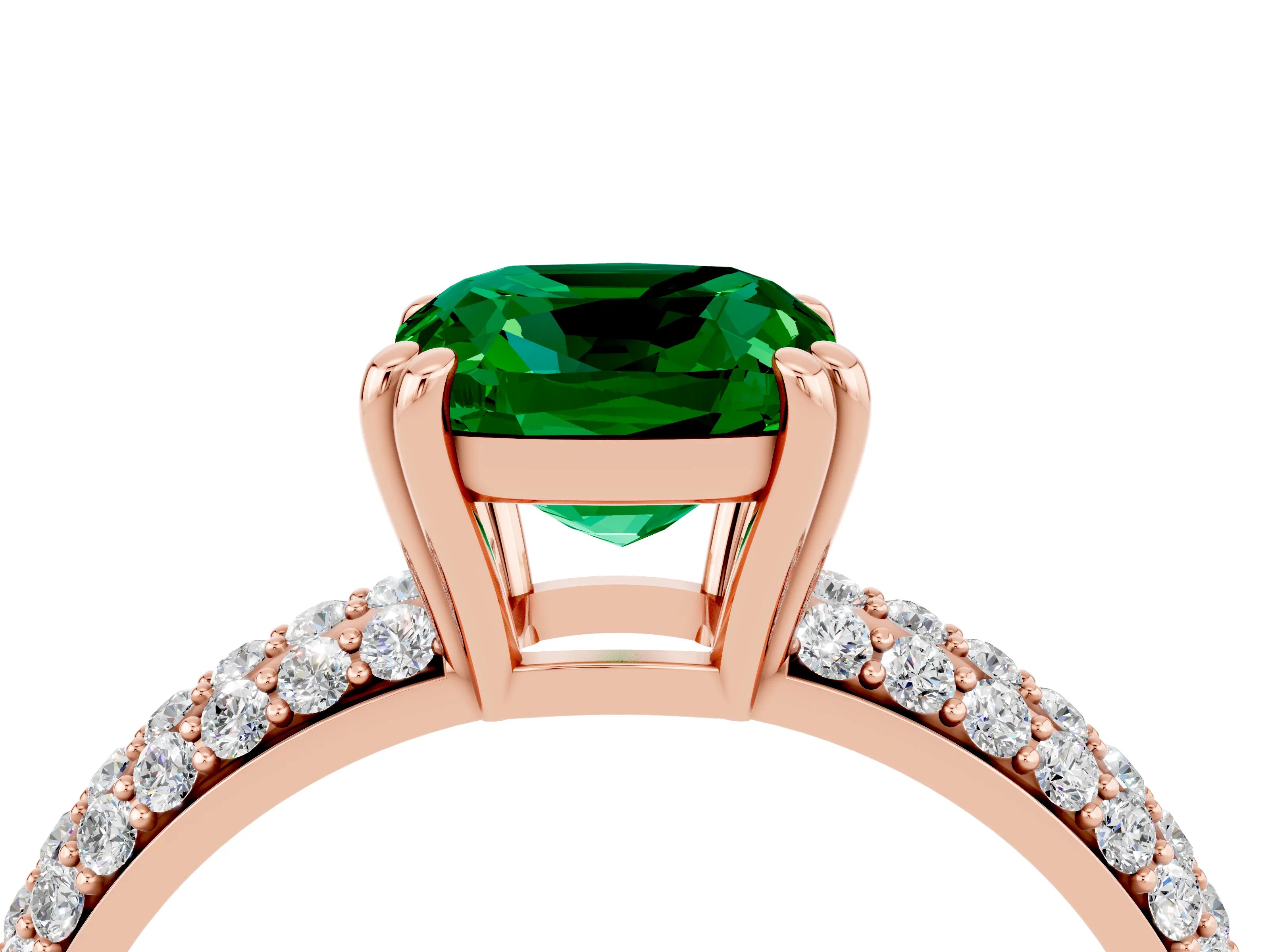 Rose gold Cushion Cut Cut Diamond Milgrain Marquise Band with Prong Setting_4
