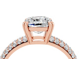 Rose gold Cushion Cut Cut Diamond Milgrain Marquise Band with Prong Setting_4