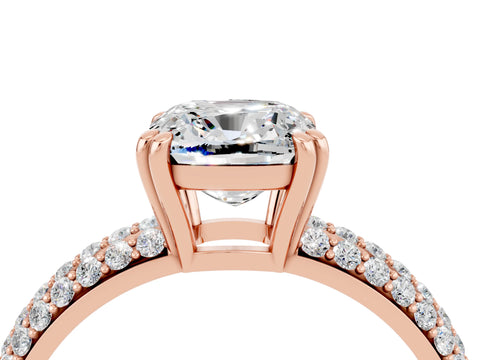 Rose gold Cushion Cut Cut Diamond Milgrain Marquise Band with Prong Setting_4