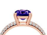 Rose gold Cushion Cut Cut Diamond Milgrain Marquise Band with Prong Setting_4