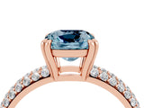 Rose gold Cushion Cut Cut Diamond Milgrain Marquise Band with Prong Setting_4