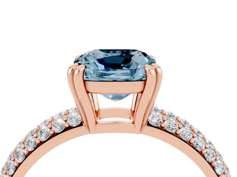 Rose gold Cushion Cut Cut Diamond Milgrain Marquise Band with Prong Setting_4