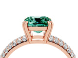 Rose gold Cushion Cut Cut Diamond Milgrain Marquise Band with Prong Setting_4