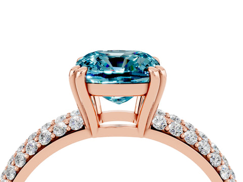 Rose gold Cushion Cut Cut Diamond Milgrain Marquise Band with Prong Setting_4