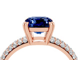 Rose gold Cushion Cut Cut Diamond Milgrain Marquise Band with Prong Setting_4
