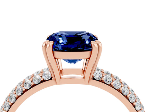 Rose gold Cushion Cut Cut Diamond Milgrain Marquise Band with Prong Setting_4