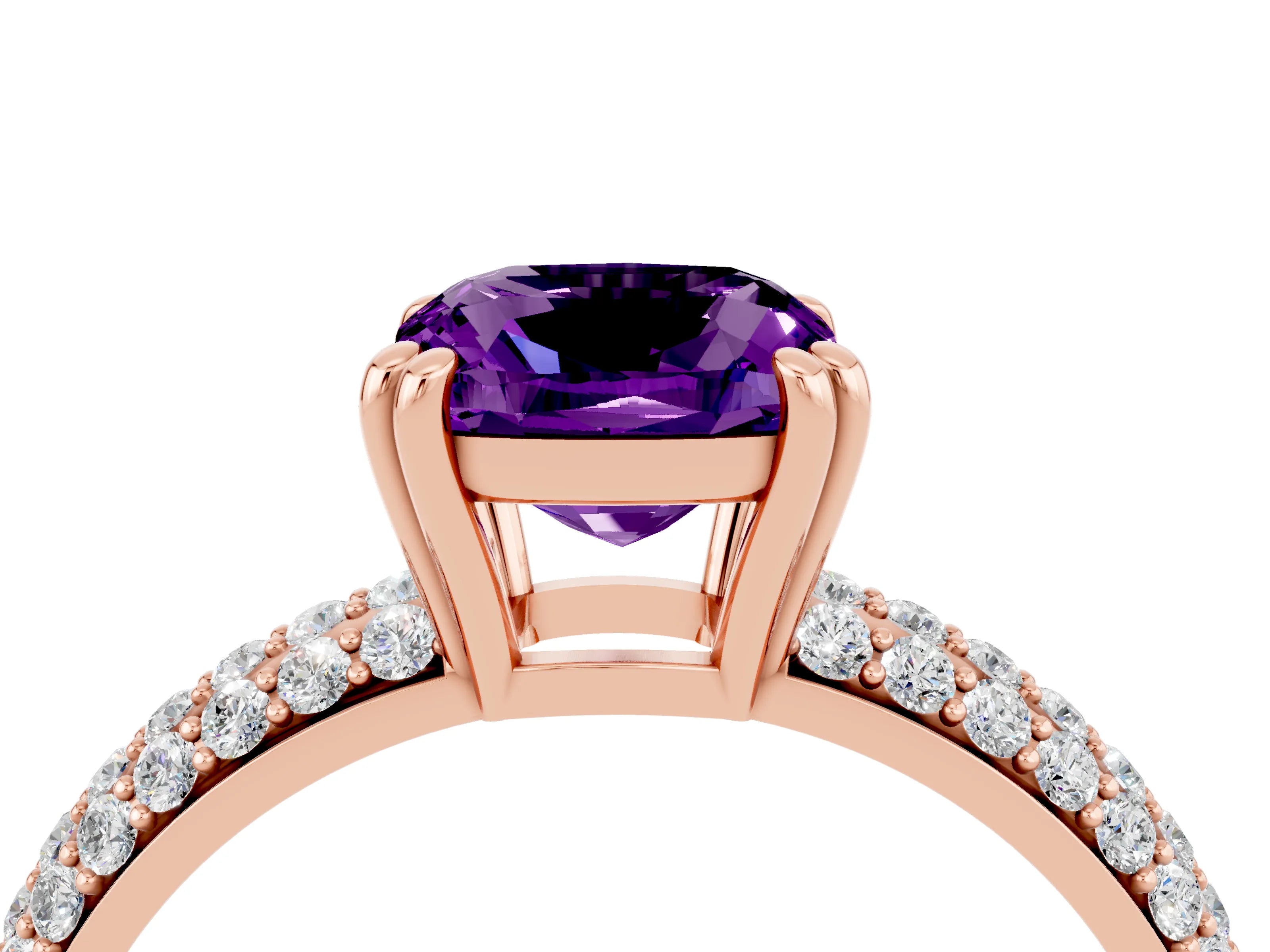 Rose gold Cushion Cut Cut Diamond Milgrain Marquise Band with Prong Setting_4