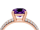 Rose gold Cushion Cut Cut Diamond Milgrain Marquise Band with Prong Setting_4