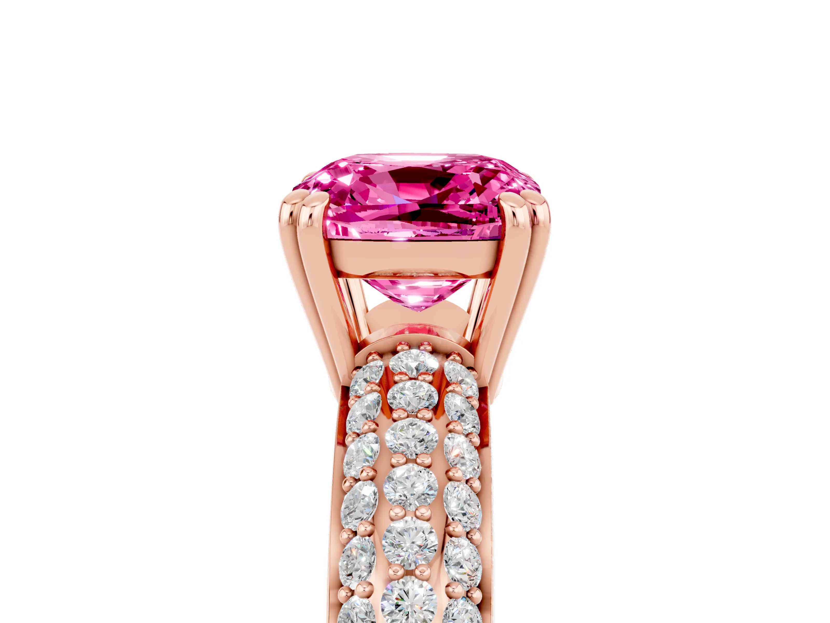 Rose gold Cushion Cut Cut Diamond Milgrain Marquise Band with Prong Setting_5