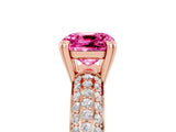 Rose gold Cushion Cut Cut Diamond Milgrain Marquise Band with Prong Setting_5