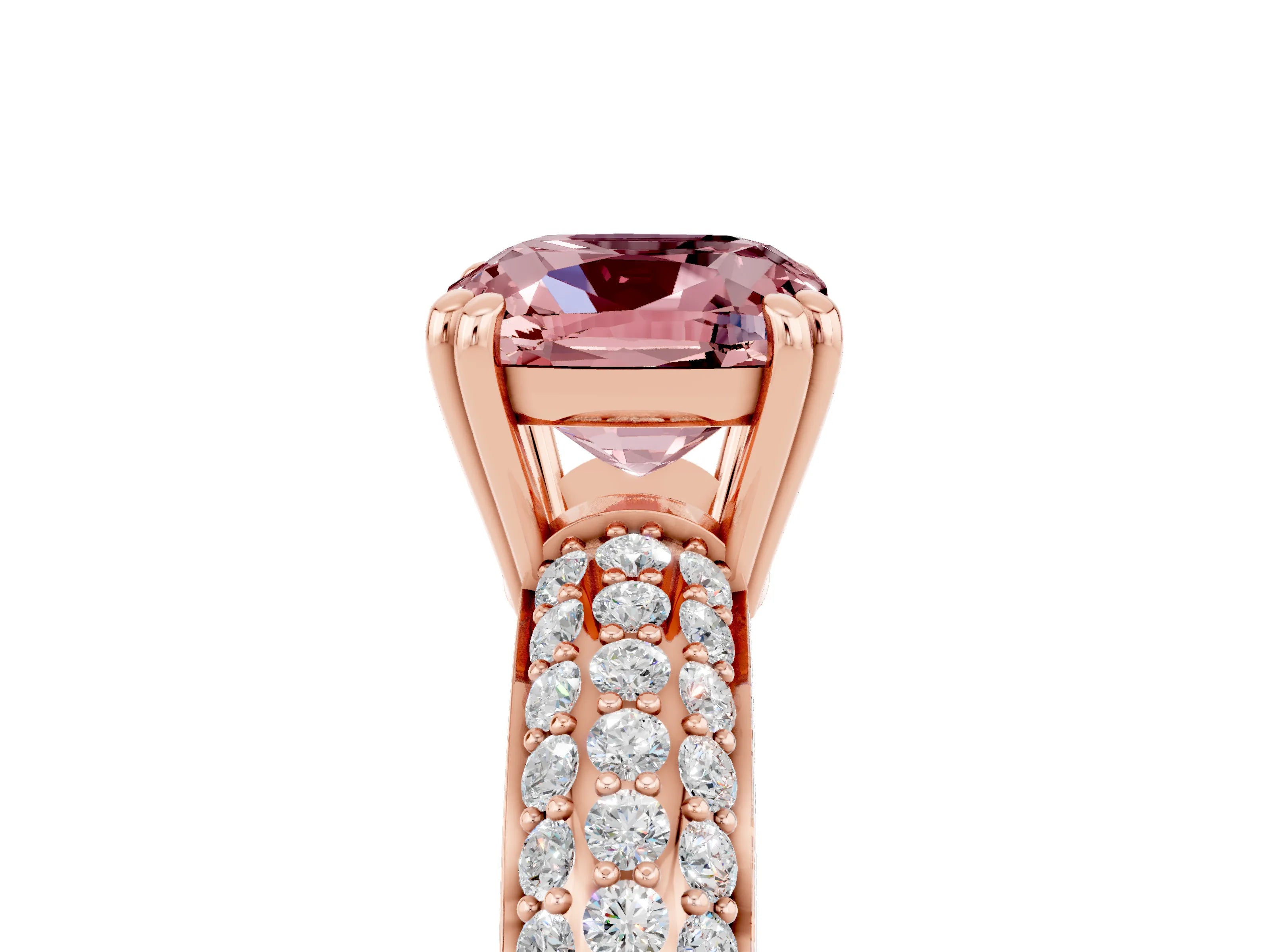 Rose gold Cushion Cut Cut Diamond Milgrain Marquise Band with Prong Setting_5
