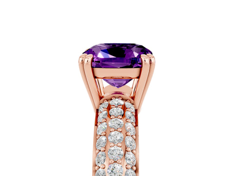 Rose gold Cushion Cut Cut Diamond Milgrain Marquise Band with Prong Setting_5