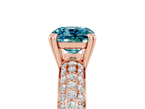 Rose gold Cushion Cut Cut Diamond Milgrain Marquise Band with Prong Setting_5
