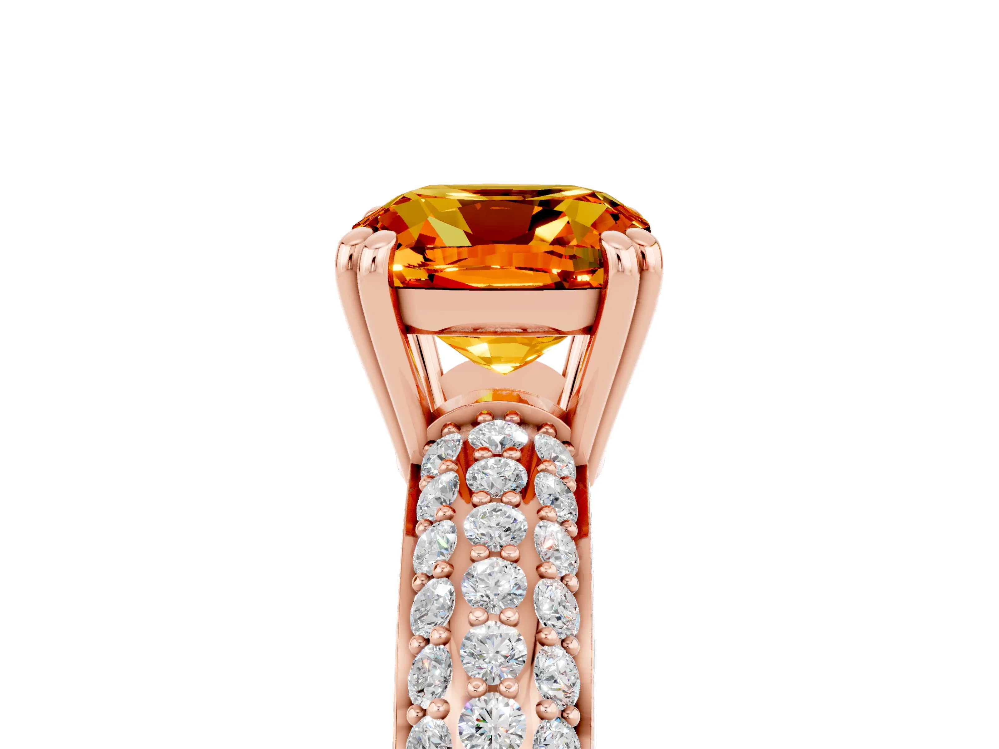 Rose gold Cushion Cut Cut Diamond Milgrain Marquise Band with Prong Setting_5