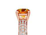 Rose gold Cushion Cut Cut Diamond Milgrain Marquise Band with Prong Setting_5
