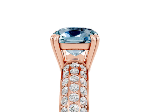 Rose gold Cushion Cut Cut Diamond Milgrain Marquise Band with Prong Setting_5