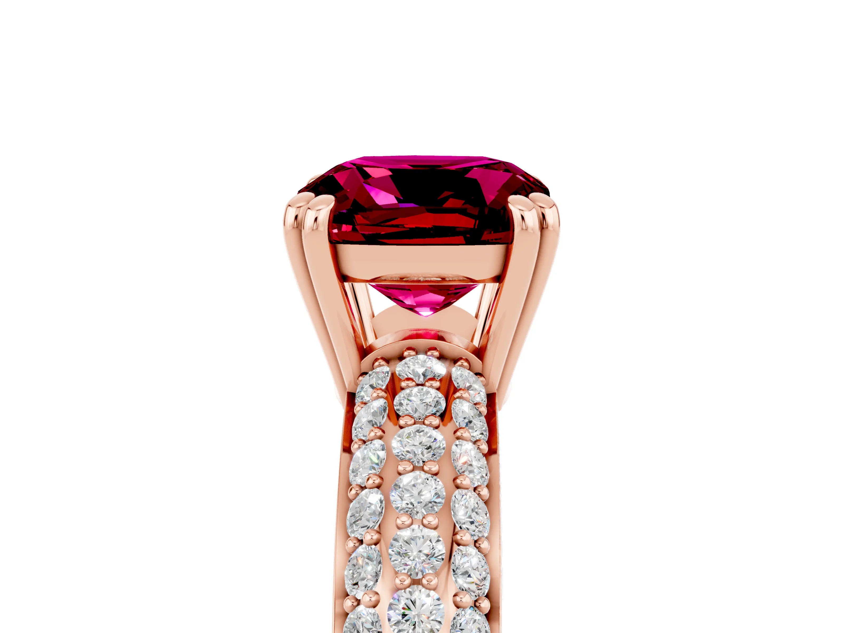 Rose gold Cushion Cut Cut Diamond Milgrain Marquise Band with Prong Setting_5