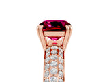 Rose gold Cushion Cut Cut Diamond Milgrain Marquise Band with Prong Setting_5