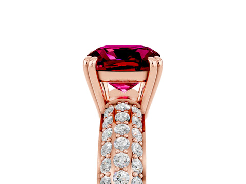 Rose gold Cushion Cut Cut Diamond Milgrain Marquise Band with Prong Setting_5