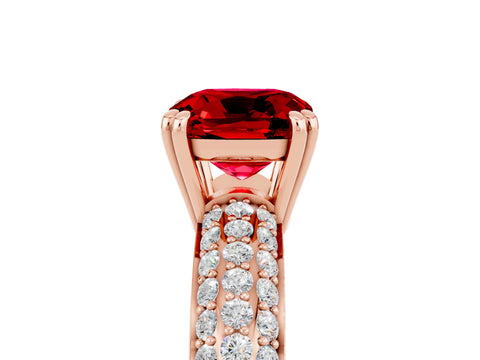 Rose gold Cushion Cut Cut Diamond Milgrain Marquise Band with Prong Setting_5