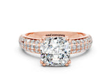 Rose gold Cushion Cut Cut Diamond Milgrain Marquise Band with Prong Setting