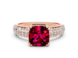 Rose gold Cushion Cut Cut Diamond Milgrain Marquise Band with Prong Setting