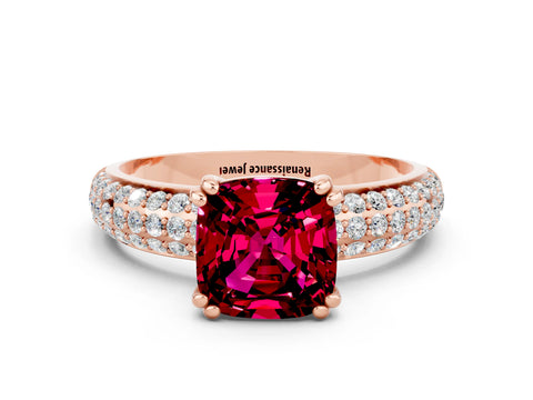 Rose gold Cushion Cut Cut Diamond Milgrain Marquise Band with Prong Setting