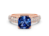 Rose gold Cushion Cut Cut Diamond Milgrain Marquise Band with Prong Setting