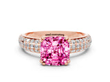 Rose gold Cushion Cut Cut Diamond Milgrain Marquise Band with Prong Setting