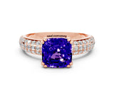 Rose gold Cushion Cut Cut Diamond Milgrain Marquise Band with Prong Setting