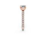 Rose gold Cushion Cut Cut Diamond Pavé Band with Four-Prong Setting_2