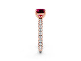 Rose gold Cushion Cut Cut Diamond Pavé Band with Four-Prong Setting_2