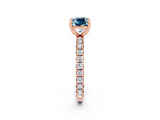 Rose gold Cushion Cut Cut Diamond Pavé Band with Four-Prong Setting_2