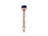 Rose gold Cushion Cut Cut Diamond Pavé Band with Four-Prong Setting_2