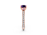 Rose gold Cushion Cut Cut Diamond Pavé Band with Four-Prong Setting_2