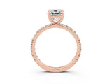 Rose gold Cushion Cut Cut Diamond Pavé Band with Four-Prong Setting_3
