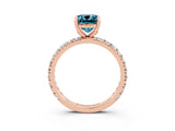Rose gold Cushion Cut Cut Diamond Pavé Band with Four-Prong Setting_3