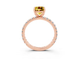 Rose gold Cushion Cut Cut Diamond Pavé Band with Four-Prong Setting_3