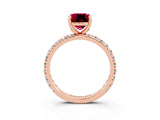 Rose gold Cushion Cut Cut Diamond Pavé Band with Four-Prong Setting_3