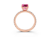 Rose gold Cushion Cut Cut Diamond Pavé Band with Four-Prong Setting_3