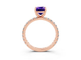 Rose gold Cushion Cut Cut Diamond Pavé Band with Four-Prong Setting_3