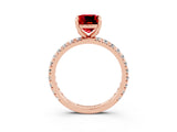 Rose gold Cushion Cut Cut Diamond Pavé Band with Four-Prong Setting_3