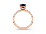 Rose gold Cushion Cut Cut Diamond Pavé Band with Four-Prong Setting_3
