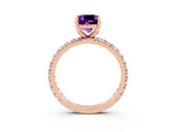 Rose gold Cushion Cut Cut Diamond Pavé Band with Four-Prong Setting_3