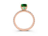 Rose gold Cushion Cut Cut Diamond Pavé Band with Four-Prong Setting_3