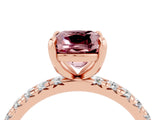 Rose gold Cushion Cut Cut Diamond Pavé Band with Four-Prong Setting_4