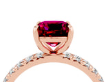 Rose gold Cushion Cut Cut Diamond Pavé Band with Four-Prong Setting_4