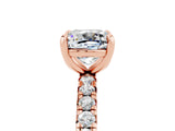 Rose gold Cushion Cut Cut Diamond Pavé Band with Four-Prong Setting_5