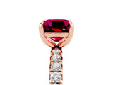Rose gold Cushion Cut Cut Diamond Pavé Band with Four-Prong Setting_5